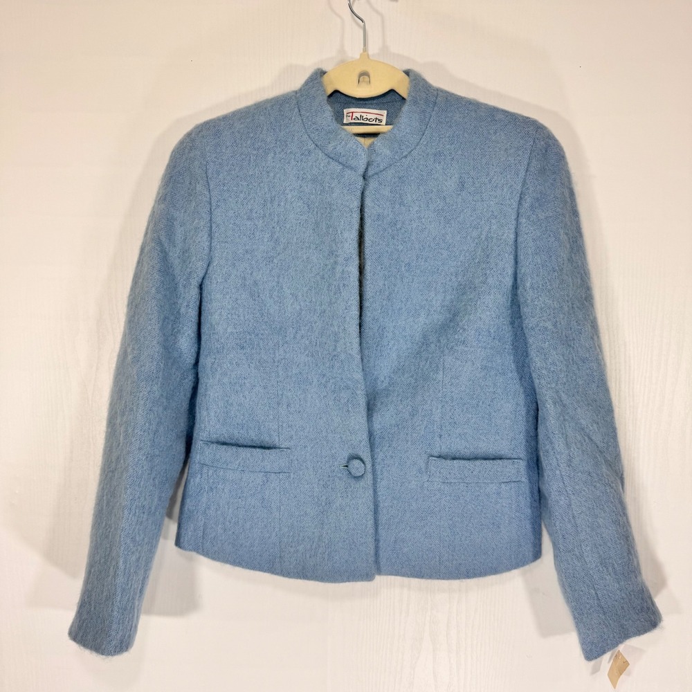 The Talbots Womens Vintage Blazer Jacket Size 6 Blue Mohair Blend Fitted Career